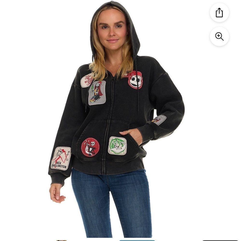 Disney Nightmare Before Christmas Full Zip Jacket Hoodie Large NWT